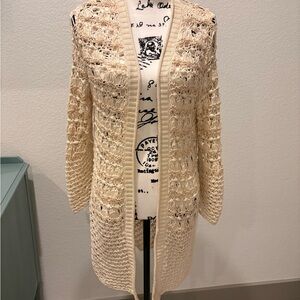 Etcetera Women's Beige Open-Knit Cardigan
